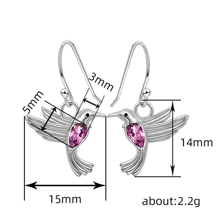 Bird earrings animal design hummingbird ear hooks