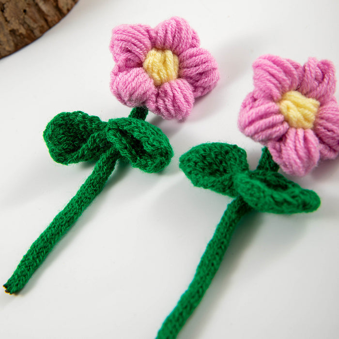 Pendientes de flores de hojaldre tejidos a mano en crochet Pendientes de flores de lana de colores dulces