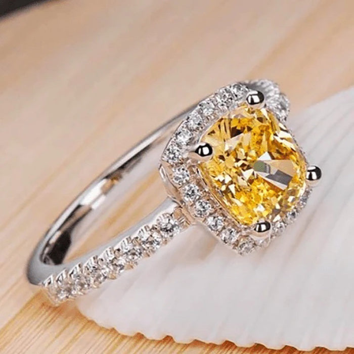 Yellow square ring female French court style accessories