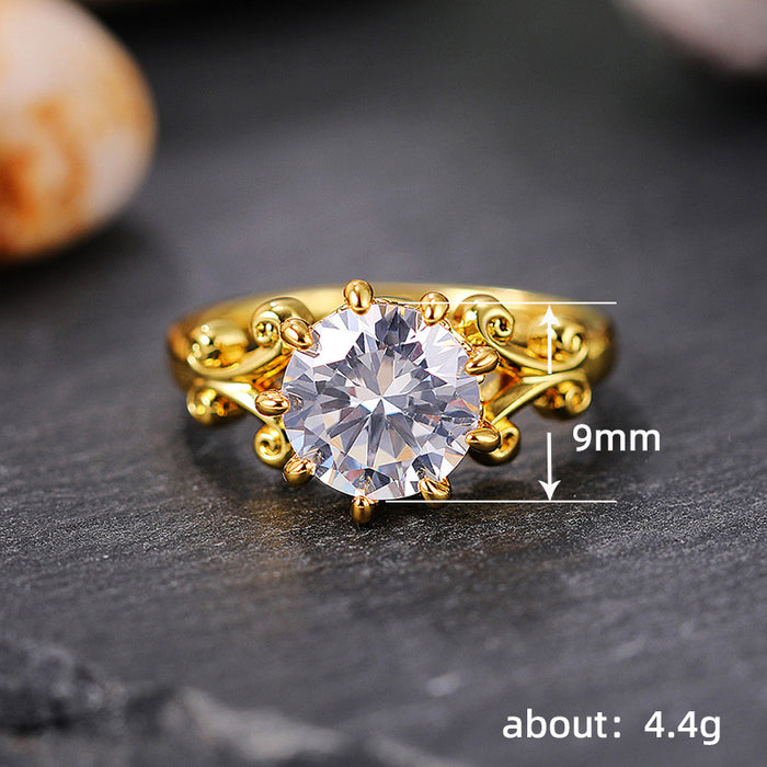 French retro court style ring, exquisite queen round engagement ring