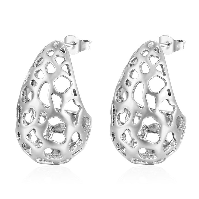 Multi-layer steel bead earrings 18K light luxury earrings