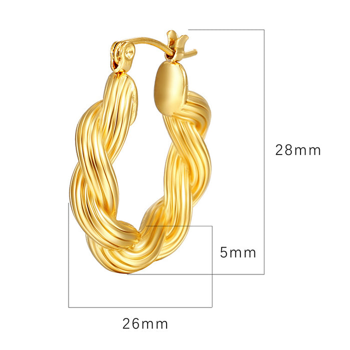 Twisted wire stainless steel earrings, Internet celebrity style casting earrings