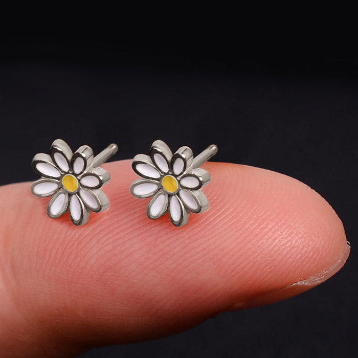 Daisy flower earrings summer personality sunflower ear bone studs