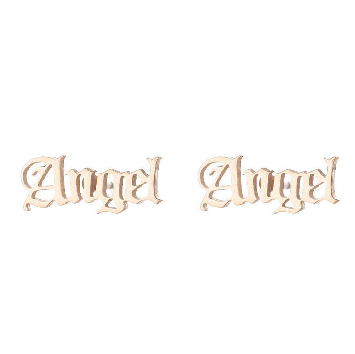 Baby Girl and Angel Stainless Steel Letter Earrings - Cute and Playful Jewelry