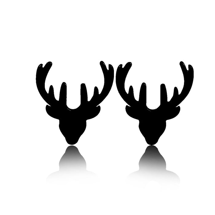 Reindeer and Snowflake Stainless Steel Stud Earrings - Cute Christmas Jewelry