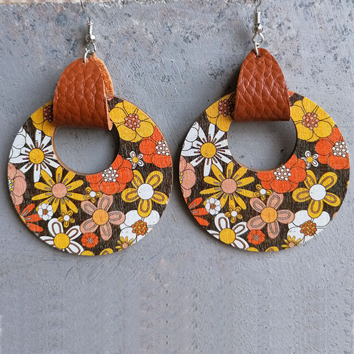 Wooden floral texture earrings