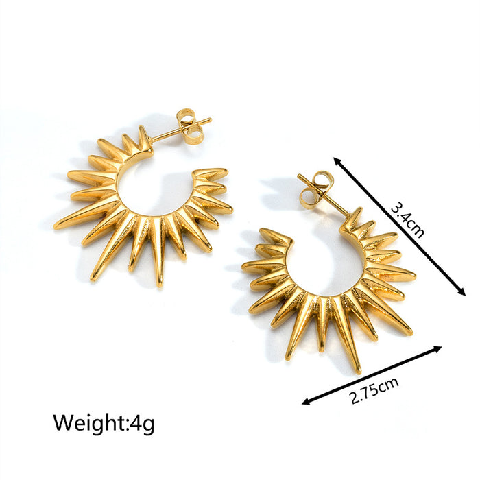 Exaggerated sunflower earrings stainless steel titanium steel gold-plated women's earrings