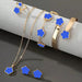 Wholesale 5-piece set of five-petal flower necklace, bracelet, bangle, earrings, and ring - wallojewerly 