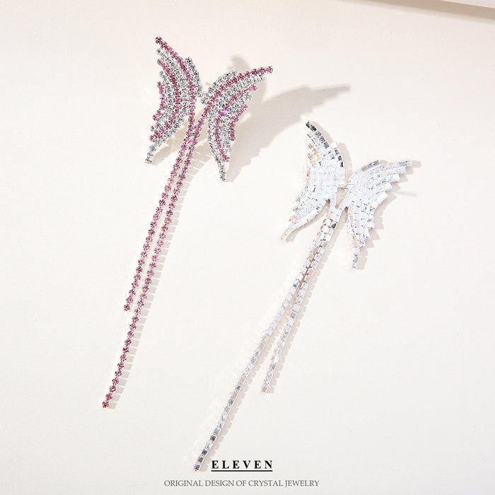 Pendientes de mariposa de moda: preciosas joyas con diamantes de imitación en varios colores