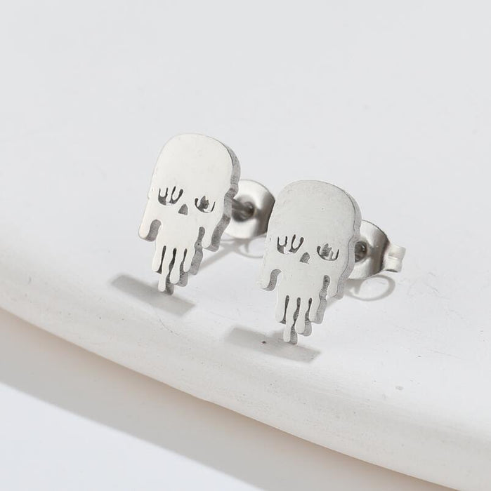 Skull Stainless Steel Stud Earrings - Simple and Luxurious Halloween Jewelry