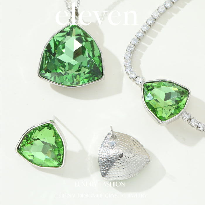 Austrian Crystal Shield Pendant Necklace Set - High-Quality Choker with Matching Earrings