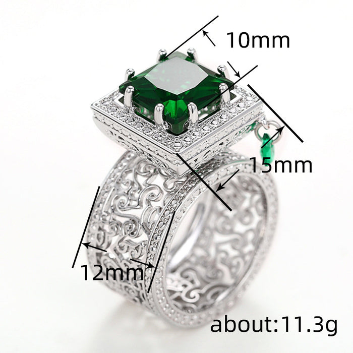 High-end luxury zircon geometric ring exquisite wedding ring