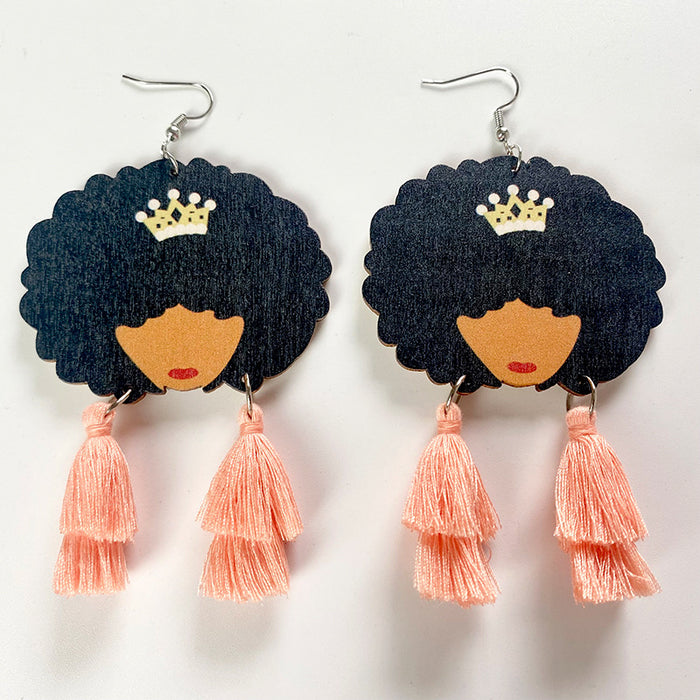 Wooden Crown Earrings