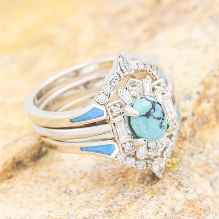 Retro imitation turquoise ring European and American fashion single ring