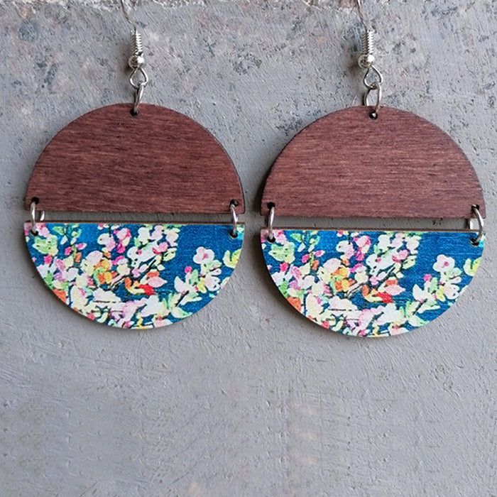 Wooden semicircular earrings