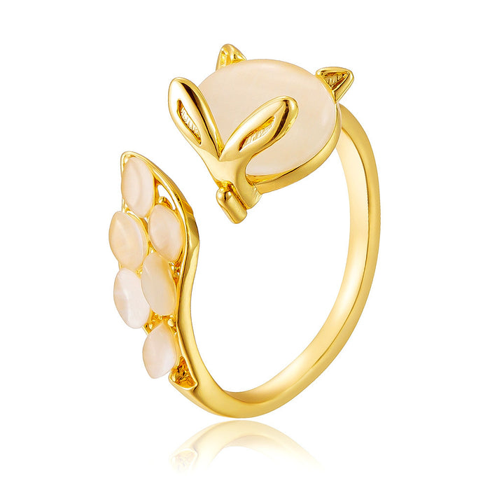 Wholesale cat's eye stone fox open ring