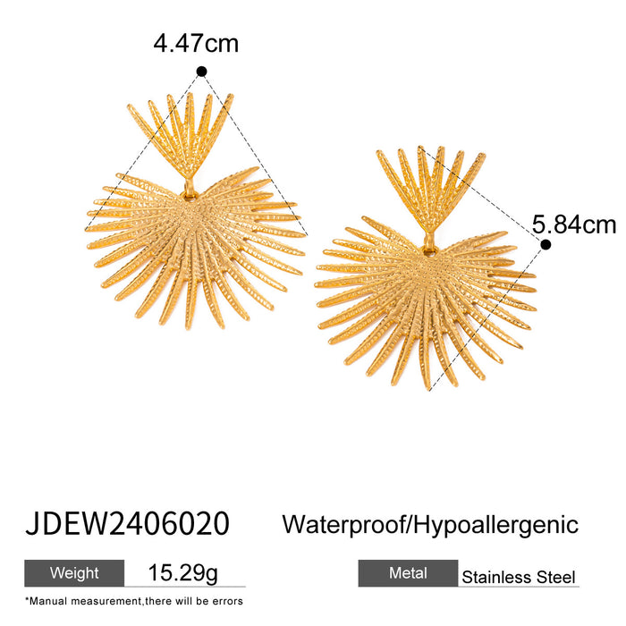 Pendientes de hoja de acero inoxidable transfronterizos europeos: joyería de alta gama que no se decolora para mujeres