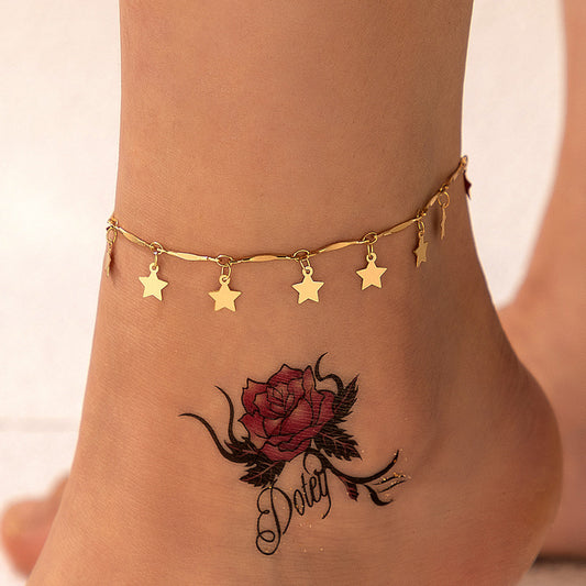 Star Charm Anklet with Geometric Pentagram Design