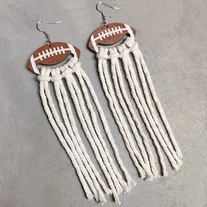 World Cup Long Tassel Earrings with Sports Themes