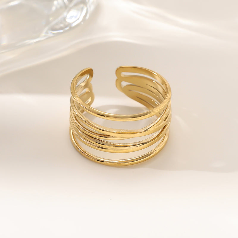 Wholesale 18K gold stainless steel irregular opening rings with furnace vacuum insulation - wallojewerly 