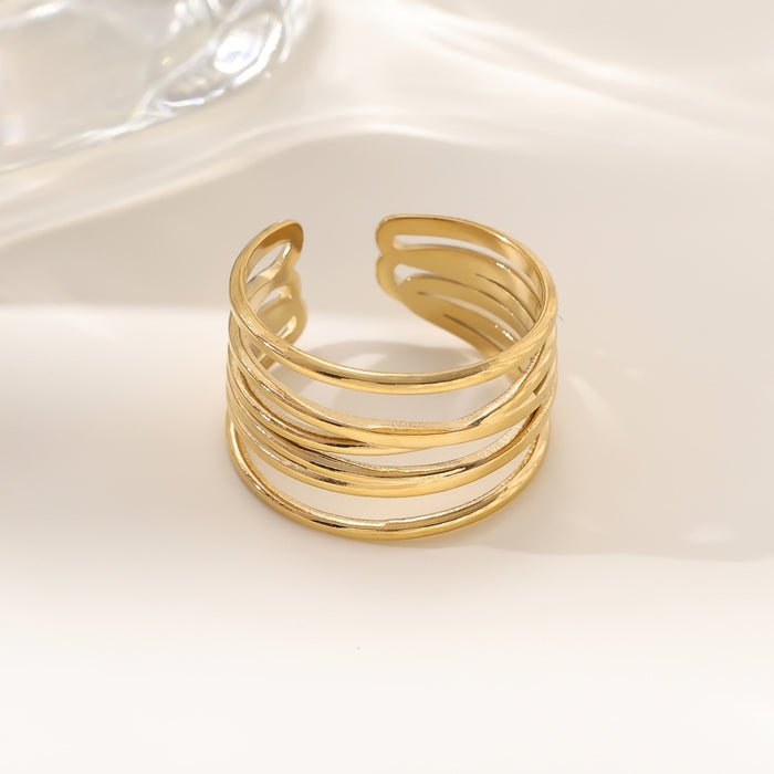Wholesale 18K gold stainless steel irregular opening rings with furnace vacuum insulation