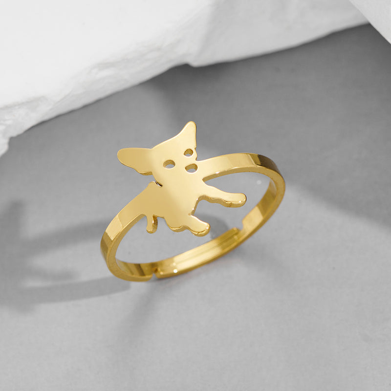 Stainless steel pet dog ring, niche design open animal ring wholesale