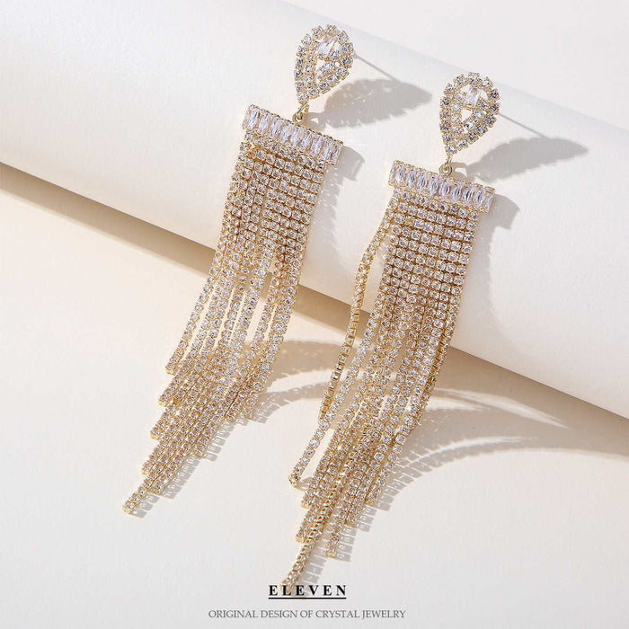 S925 silver needle white micro-paved rhinestone earrings