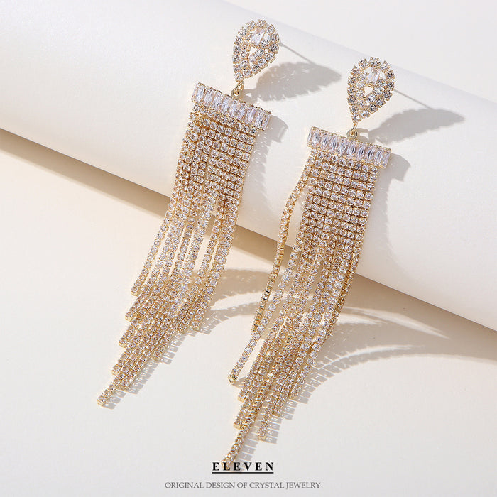 Creative Tassel Earrings - Simple Rhinestone Jewelry with a Trendy Design