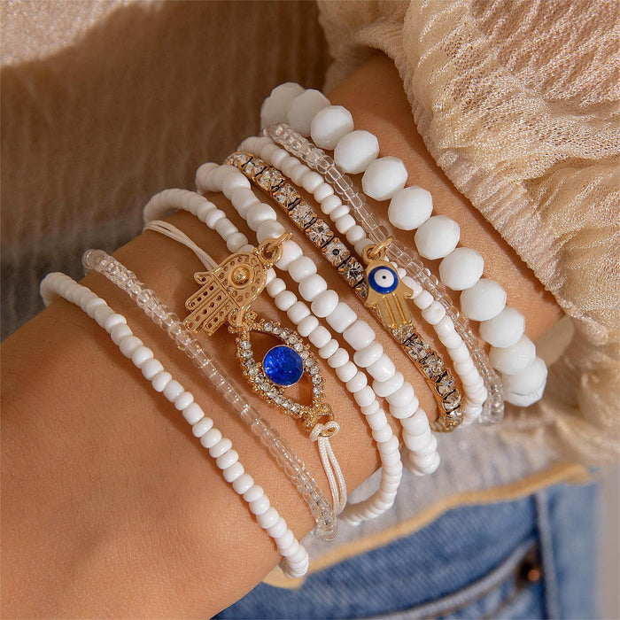 Bohemian Evil Eye Bracelet Set – Multi-Layered Beaded Jewelry