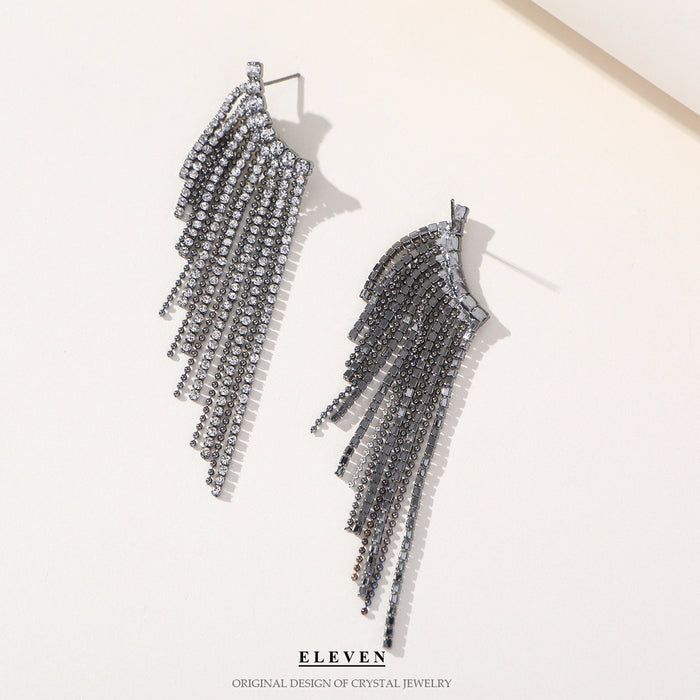 S925 Silver Needle Asymmetrical Tassel Earrings - Gold-Plated Long Statement Dangles for Women