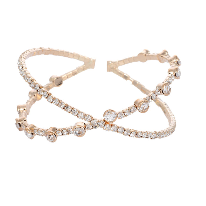 Amazon Best-Selling Cross Open Pearl Crystal Bracelet - Elastic Cuff for a Stylish Look