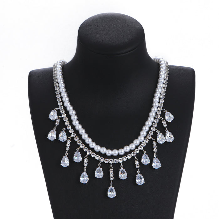 Sparkling Tassel Zircon Necklace - Double-Layered Design for Special Occasions