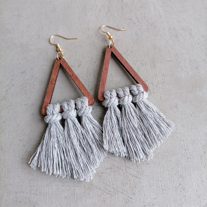 Summer Tassel Earrings with Morandi Color and Triangle Design