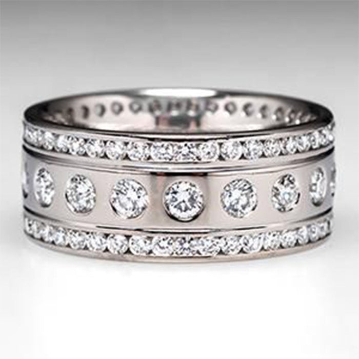 Hot selling unisex rings inlaid with zircon, high-end and trendy