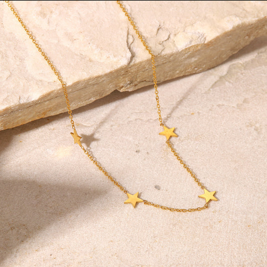 18K Gold-Plated Star Pendant Necklace with Fine Chain - Women's Fashion Jewelry