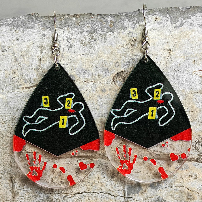 Halloween blood handprint acrylic earrings