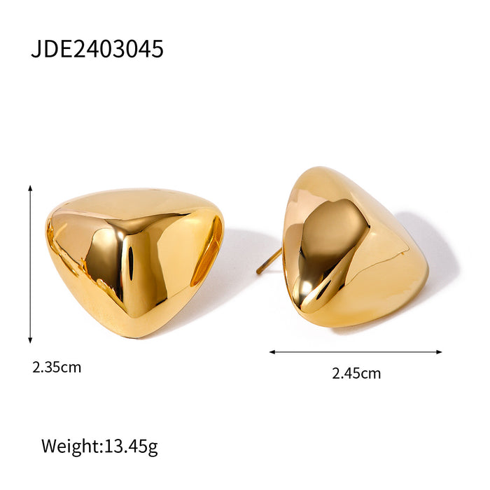 Pendientes triangulares tridimensionales de acero inoxidable chapado en oro de 16 quilates, novedad primavera/verano 2024: joyería de oro blanco estilo playa