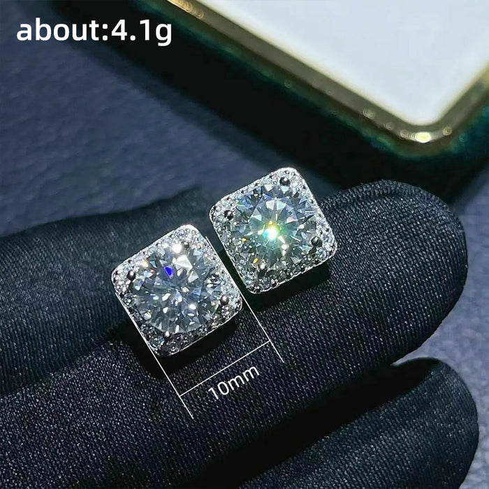 Round diamond earrings platinum plated simple earrings for women