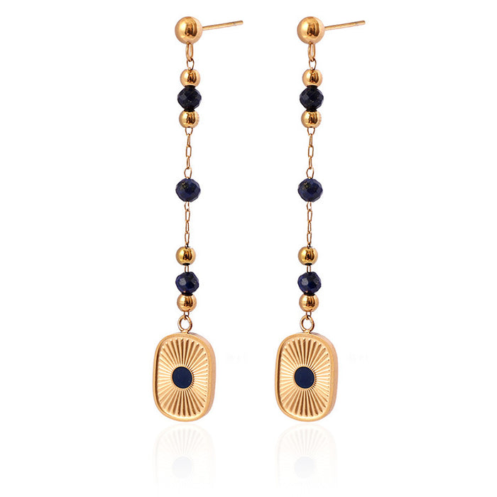 Wholesale natural lapis lazuli long tassel bracelet, earrings and necklace sets - wallojewerly 