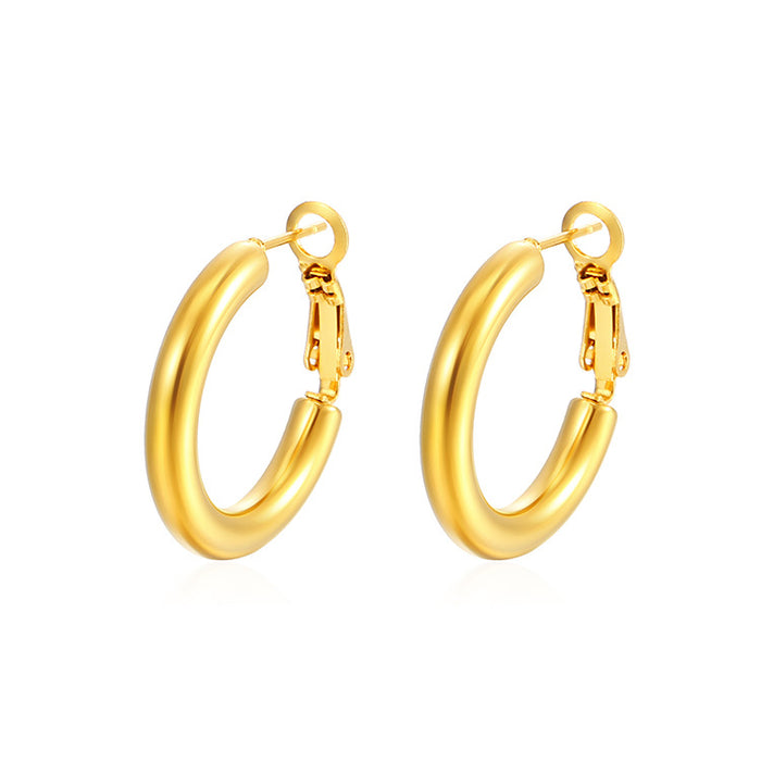 Pendientes redondos de acero inoxidable macizo para mujer, pendientes vintage galvanizados de 18 quilates