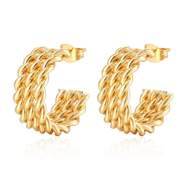 Twisted wire stainless steel earrings light luxury titanium steel 18K gold