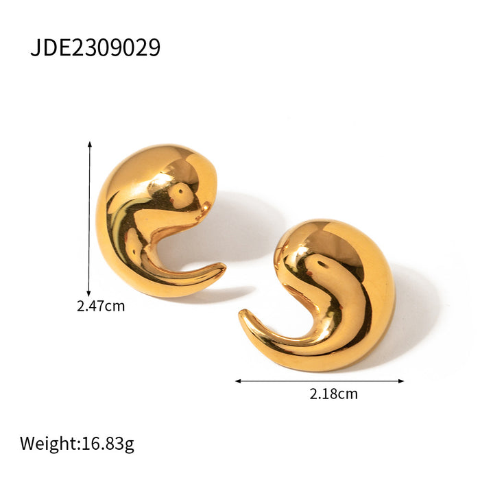 Hot Trend 18K Gold Stainless Steel Waterdrop Stud Earrings - Minimalist Titanium Steel Jewelry