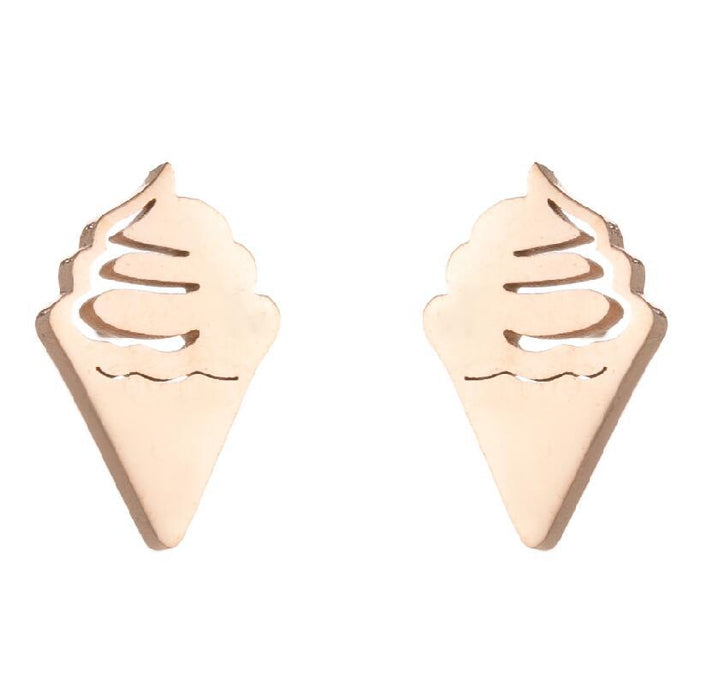 Ice Cream Cone Stainless Steel Stud Earrings - Sweet and Fun Summer Jewelry