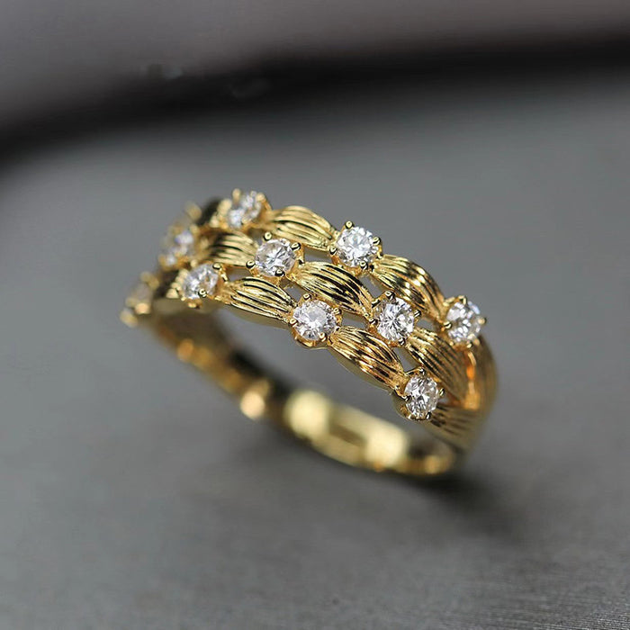 Anillo de corazón de cuatro garras, anillo brillante de moda para damas