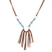 Turquoise Leather Fringe Necklace with Vintage Bohemian and Korean Velvet Details - wallojewerly 