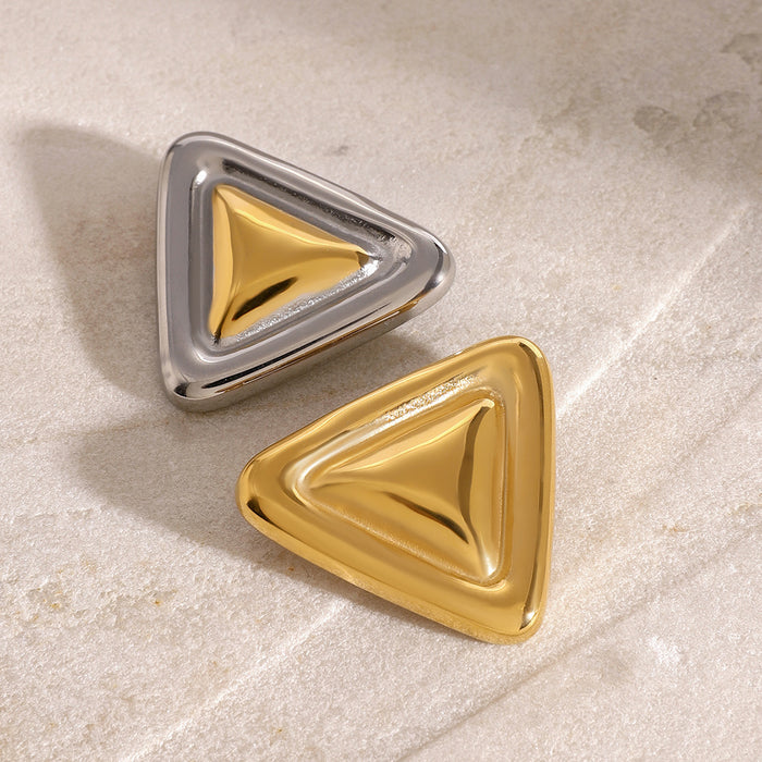 Gold and silver chubby geometric brooch High-grade simple stainless steel autumn and winter coat accessories