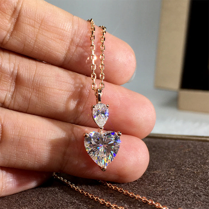 Cold style niche love necklace, yellow diamond zircon pendant