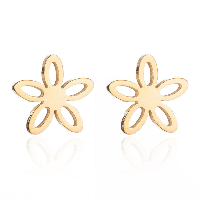 Flower Hollow Stainless Steel Stud Earrings - Simple and Elegant Jewelry