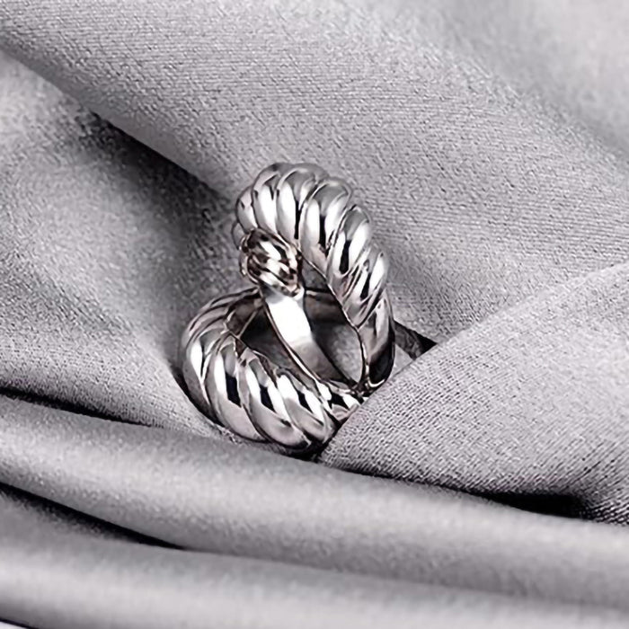 Anillo de cuerda trenzada para dedo índice, diseño de croissant retorcido, anillo abierto unisex