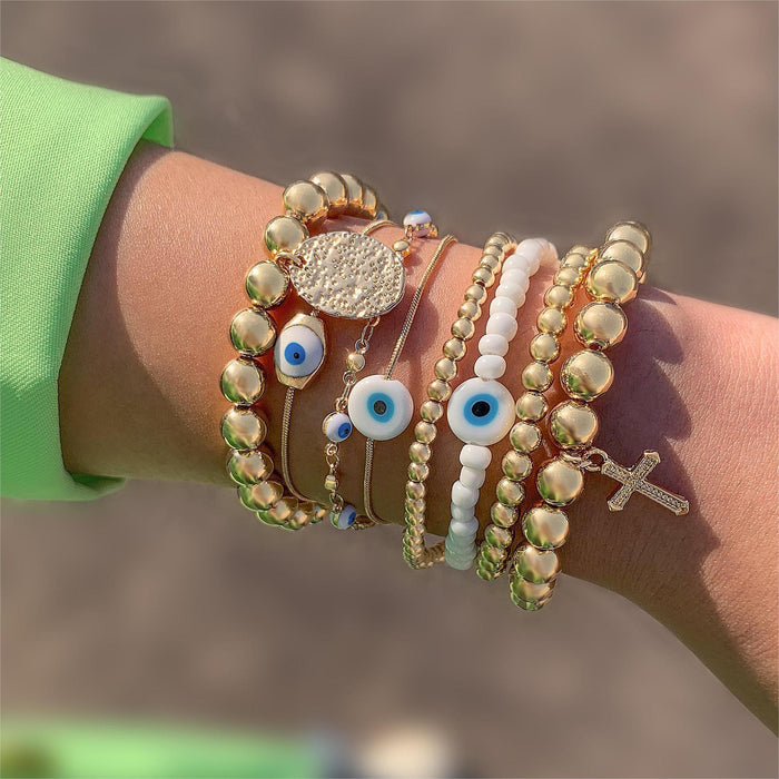 Bohemian Evil Eye Bracelet Set – Multi-Layered Beaded Jewelry